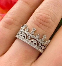 Moissanite Crown Engagement Band Ring 2 Ct Ro...
