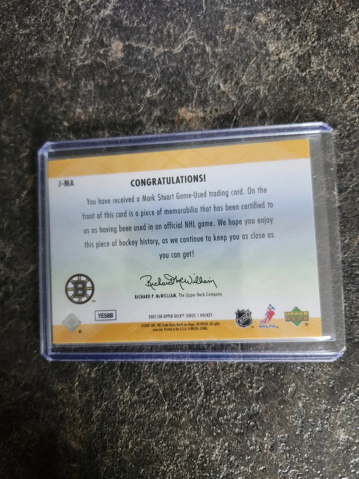 2007-08 Upper Deck Series 1 UD Game Jersey Mark Stuart Card# J-MA - Image 2 of 2