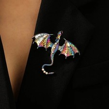 1pc Dragon Brooch Pin Enamel Crystal Animal Badge Jewelry Gift - Animal Pins