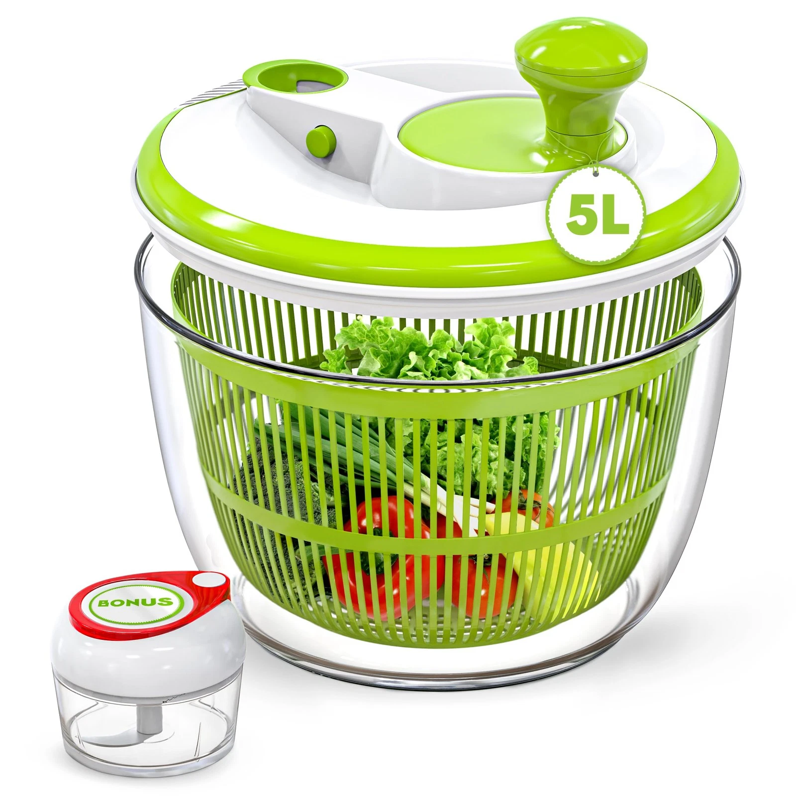 Salad Spinner, 5L Large Capacity Lettuce Washer with Easy Spin Mechanism, BPA...
Opens in a new wind