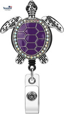 Enamel Sea Turtle Badge Reel, 24'' Retractable Badge Holder with Swivel Alligato