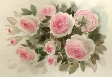 Original Artworks Painting Landscape Flowers PINK ROSES Floral Wall Arts Gift A5