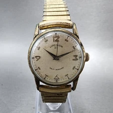 Lord Elgin 23 Automatic Watch Men 30mm White Dial Gold Plated Runs Vintage