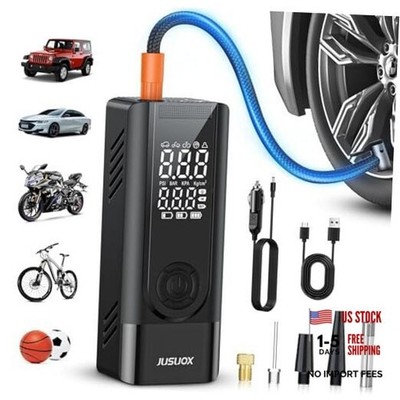 Tire Inflator Portable Air Compressor, Battery & 12V DC Dual Power Air Pump