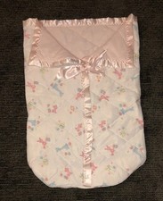Vintage 1960s Jack Turk  Co Kozee Komfort Quilted Pink Baby Bunting Bunnies