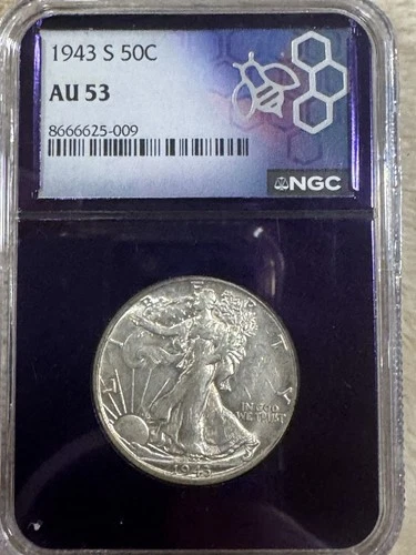 1943 S WALKING LIBERTY HALF DOLLAR NGC AU 58