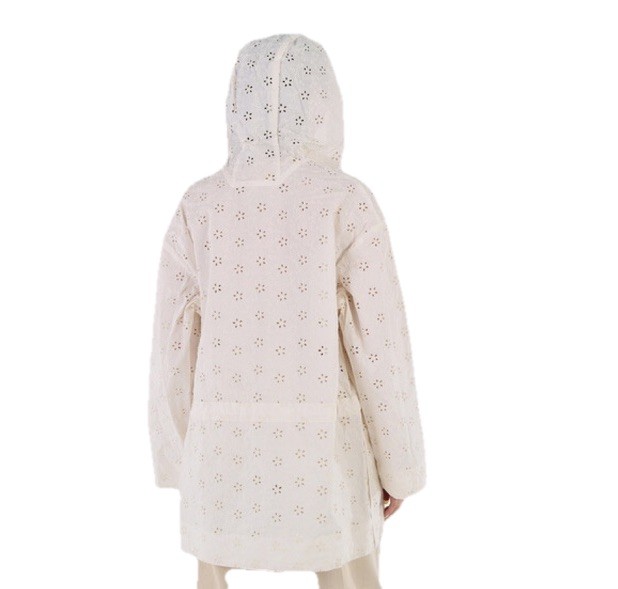 Moncler Ladies Natural Asnen Broderie Anglaise Jacket New Size M thumbnail 4