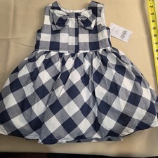 12M Navy Blue and White Gingham Baby Girl's Dress