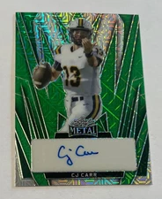 CJ Carr 2024 Leaf Metal Rookie Auto Green Color Match /4 Notre Dame Irish RC