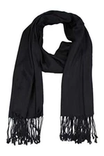 PASKMLNA Large Solid Color Pashmina Shawl Wrap Scarf 80" X 27" #01black