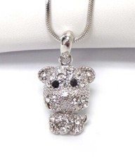 Clear Crystal Puppy Dog Pendant Necklace for Women