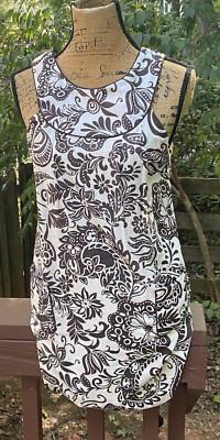 Beautiful Milly $395 Womens Lined Floral Sleeveless Shift Dress Cream Brown-SZ 2