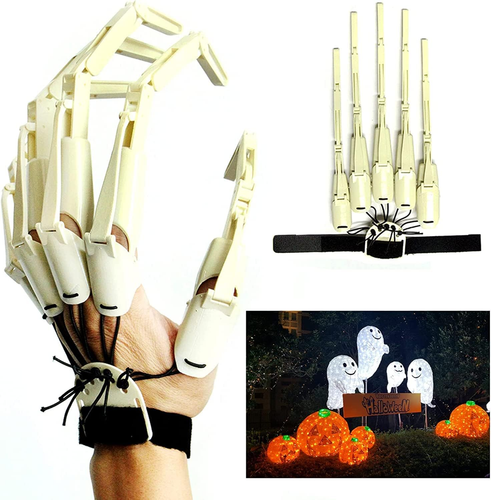 Halloween Articulated Fingers Halloween Extension Gloves Skeleton Hands 3D Print - Picture 7 of 8