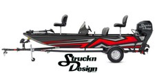 Graphic Black Red Silver Zig-Zag Abstract Boat Wrap Fish Decal US Vinyl