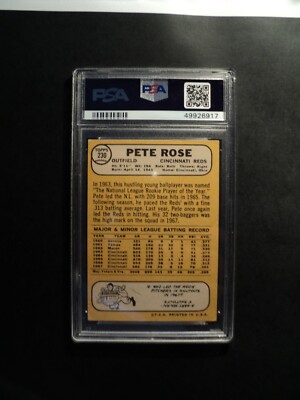 1968 Topps #230 Pete Rose Cincinnati Reds PSA 3 Graded Baseball