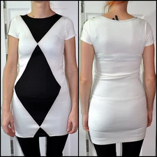 Dress FIGA  size UK8 womens white & black evening cocktail 95% Polyester 5% Elas