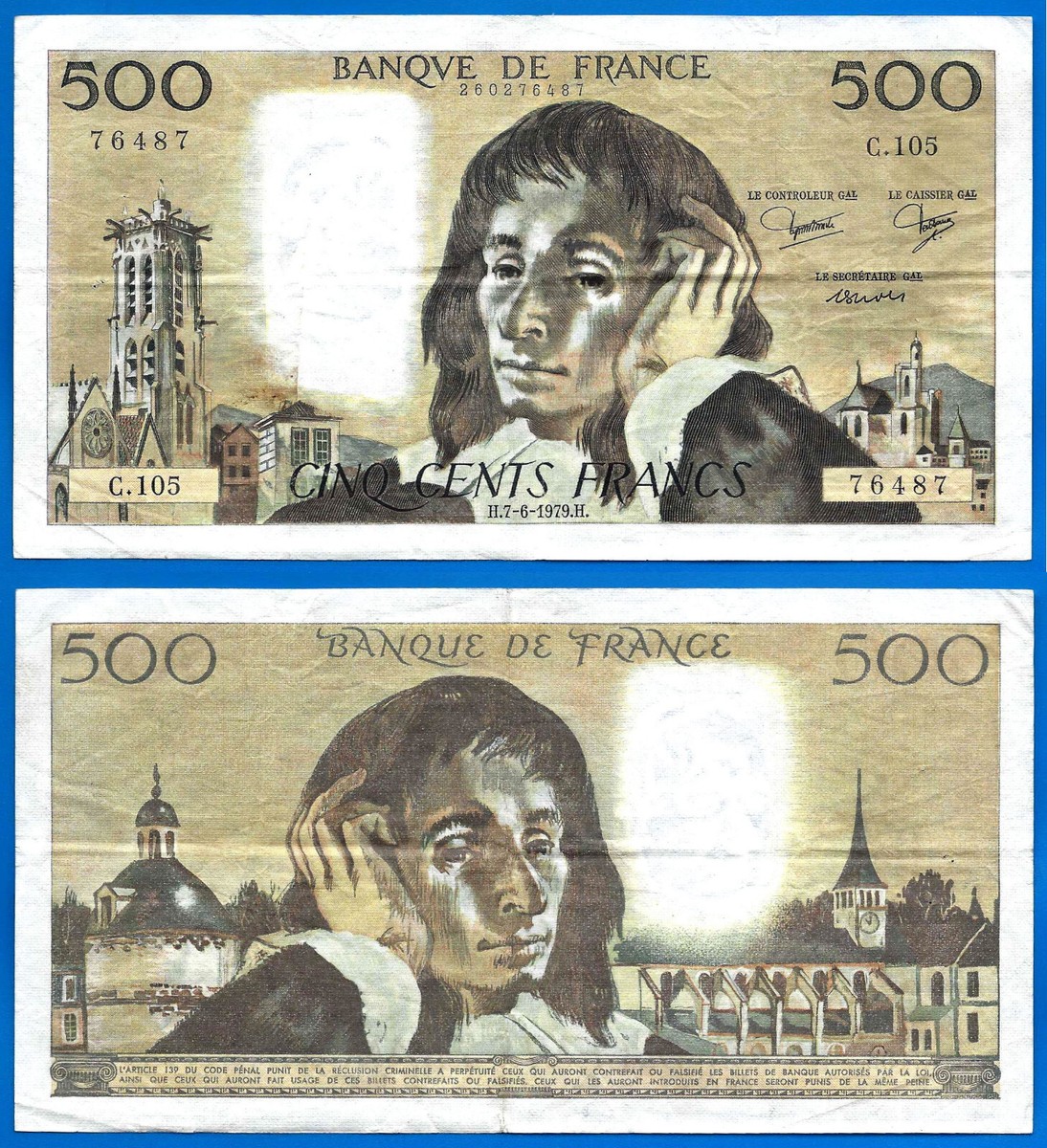 France 500 Francs 1979 7 June Serie C Pascal Europe Frcs Frcs Free Ship Wld