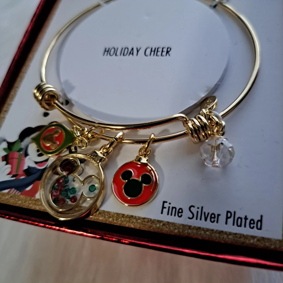 Brazalete Brazalete Dije Expandible Navidad Disney Vacaciones Plateado Fino Foto 3 de 4