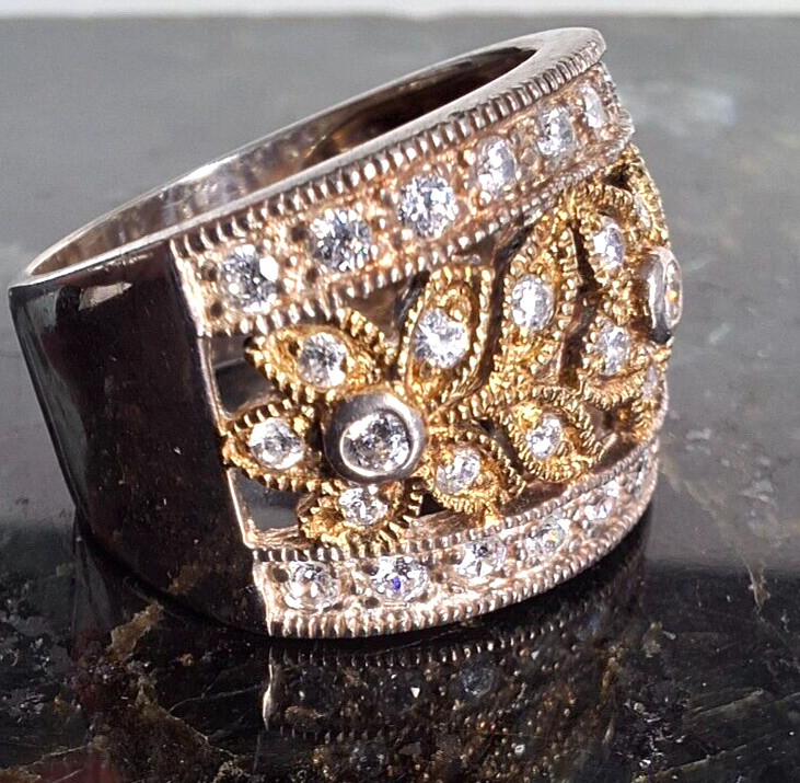 MULTOTONE SOLID 925 STERLING SILVER AND DIAMONIQU… - image 3