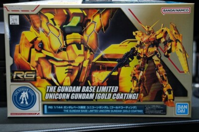 Gundam Base Limited RG 1/144 Unicorn Gundam Gold Coating Bandai Gebraucht JAPAN