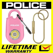 POLICE Personal Alarm Keychain for Women Safety Siren LED Light 130dB Pink