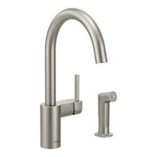 Moen 7165SRS Align 1-Handle Kitchen Faucet with Side Sprayer, Stainless Steel