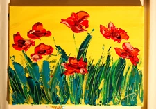 Red Poppies   Oil Painting   abstract SIGNED by Kazav Original on canvas