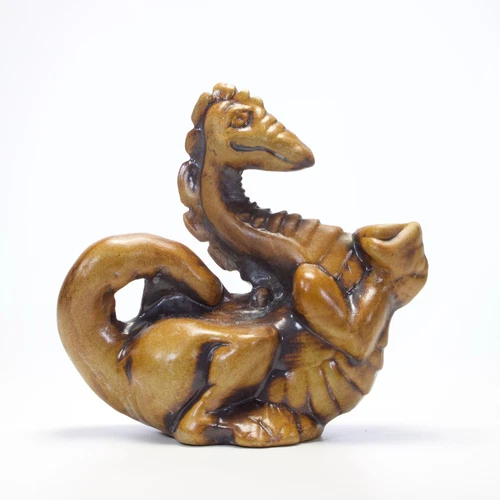 Dragon Oil Lamp Studio Stoneware Vintage Flat Earth Clay Works USA 6" EUC