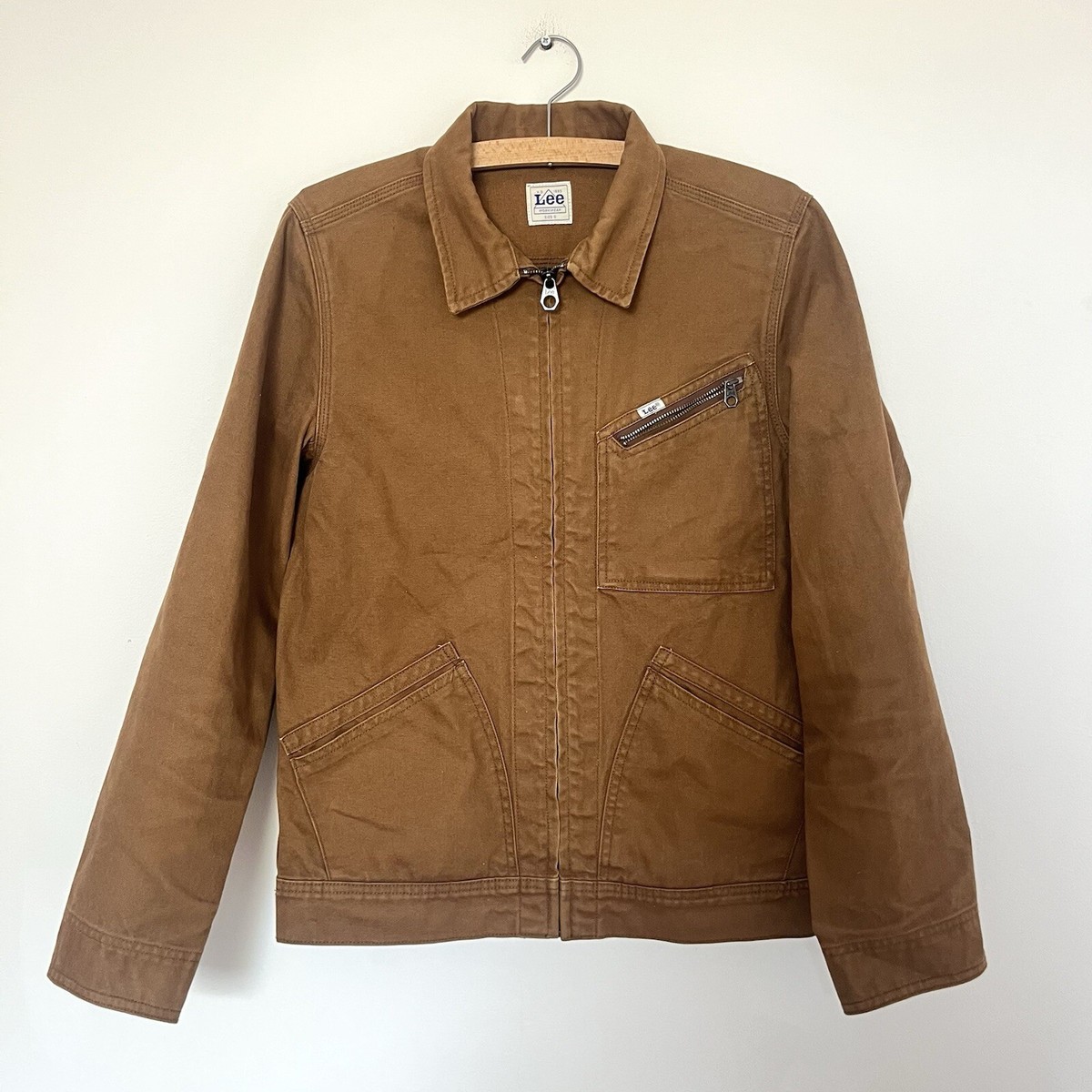 Lee 91b Jacket Canvas Brown S Workwear Chore Duck 100% Cotton