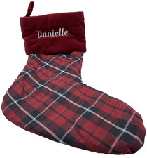 Pottery Barn Danielle Landon Plaid Christmas Holiday Xmas Stocking Red Black
