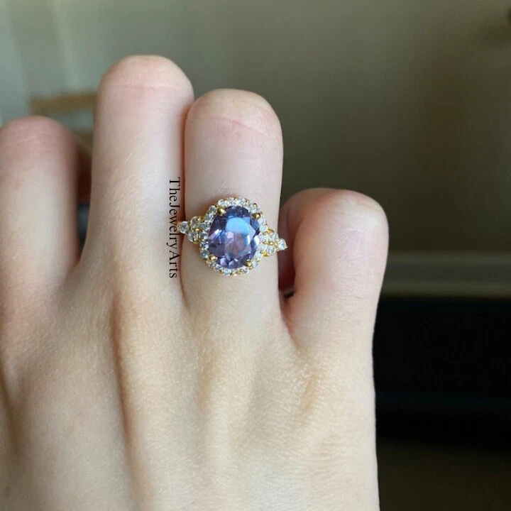 Vintage Alexandrite Ring, 24k Gold Vermeil, Engagement Ring, Promise Ring - Image 3 of 4