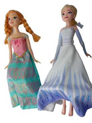 Disney Frozen 2 Elsa Doll Lot Transforming Dress and Anna Including Shoes