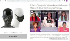 SOLD OUT DR Green Face Mask Adult Large Antimicrobial Stylish MorningSave FREEPH