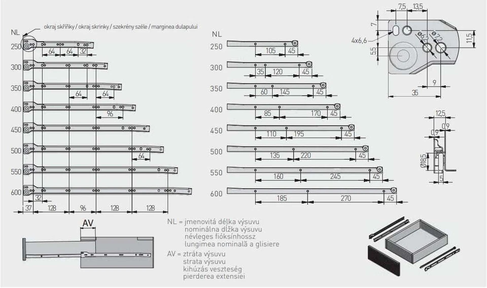 Metal Drawer Runners Roller Slide Bottom Fix Kitchen 250mm - 600mm White - Image 2 of 4