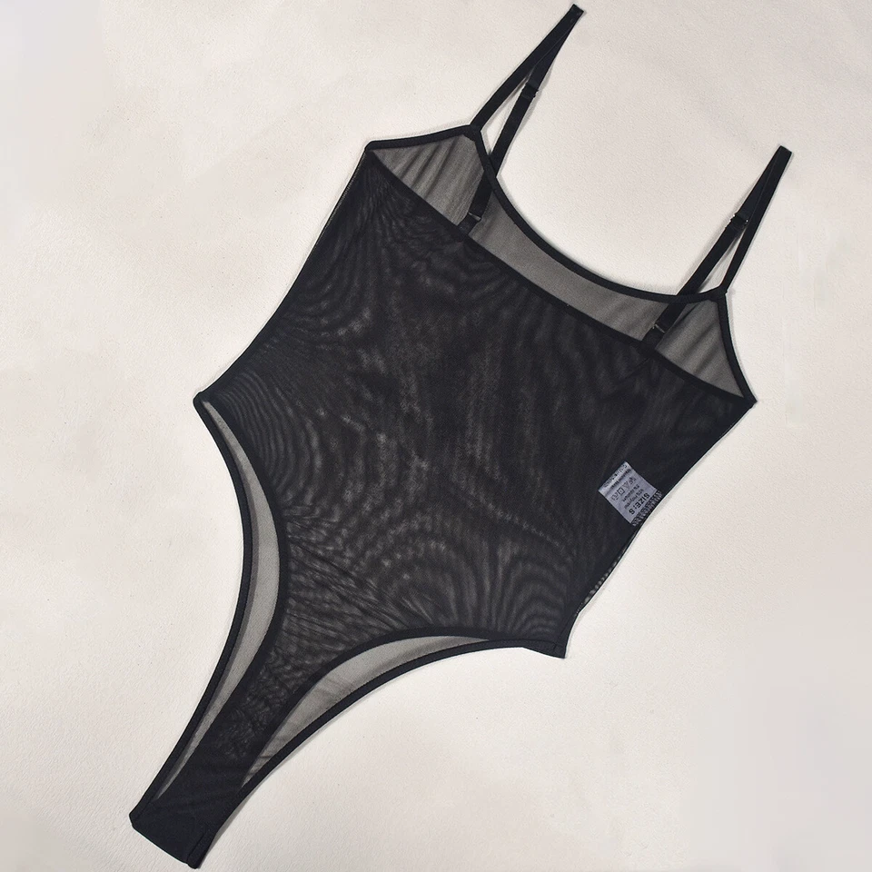 Body Tanga Leotardo Mujeres Sexy Transparente Sin Espalda Una Pieza Corte Alto Piernas Foto 4 de 4