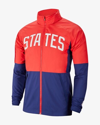 Nike USA USAMNT Soccer Full Zip Windbreaker w/ Hood Red CN7075-688 Men's Sizes