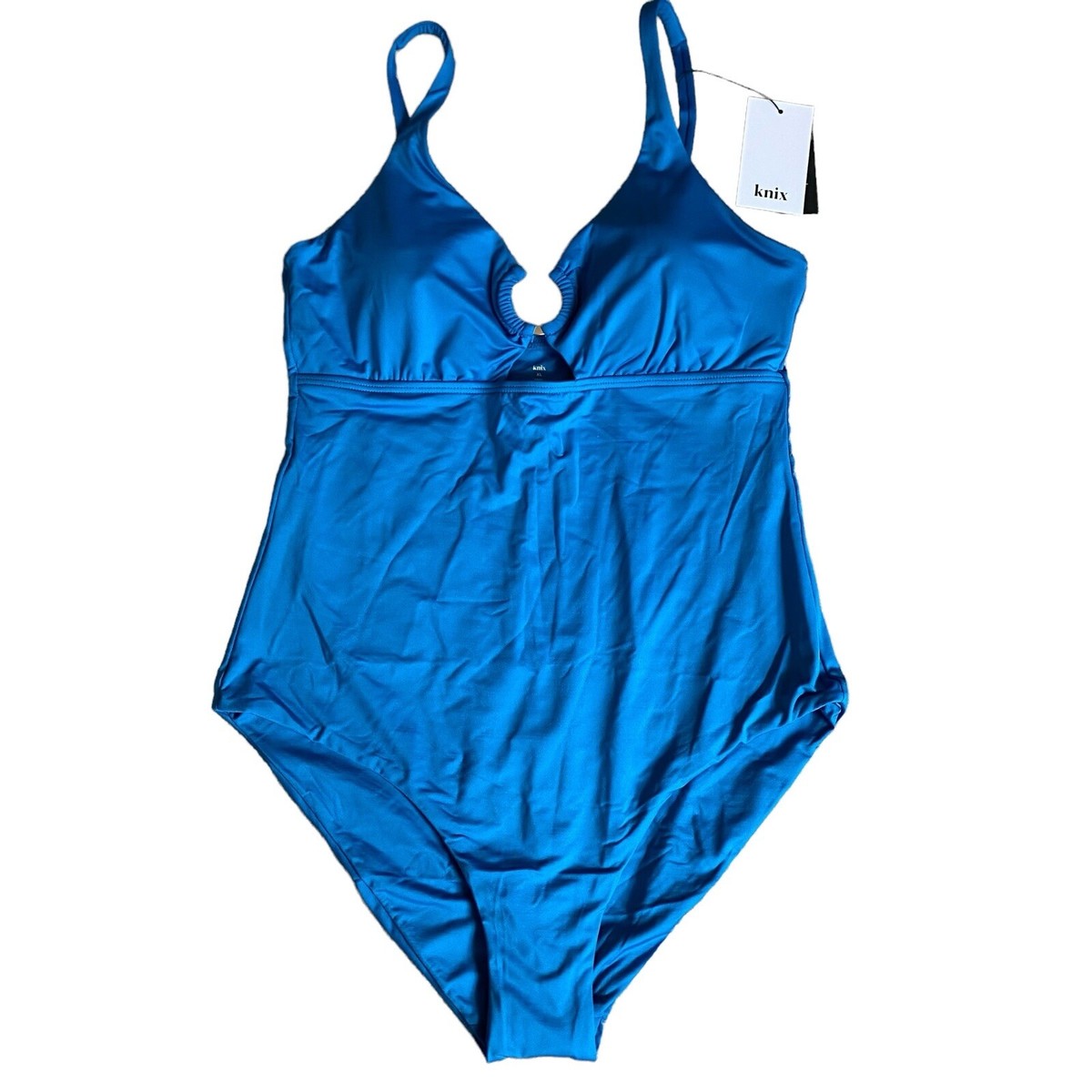 Knix Women's Swimsuit One Piece XL Blue Peekaboo Bust Adjusted
