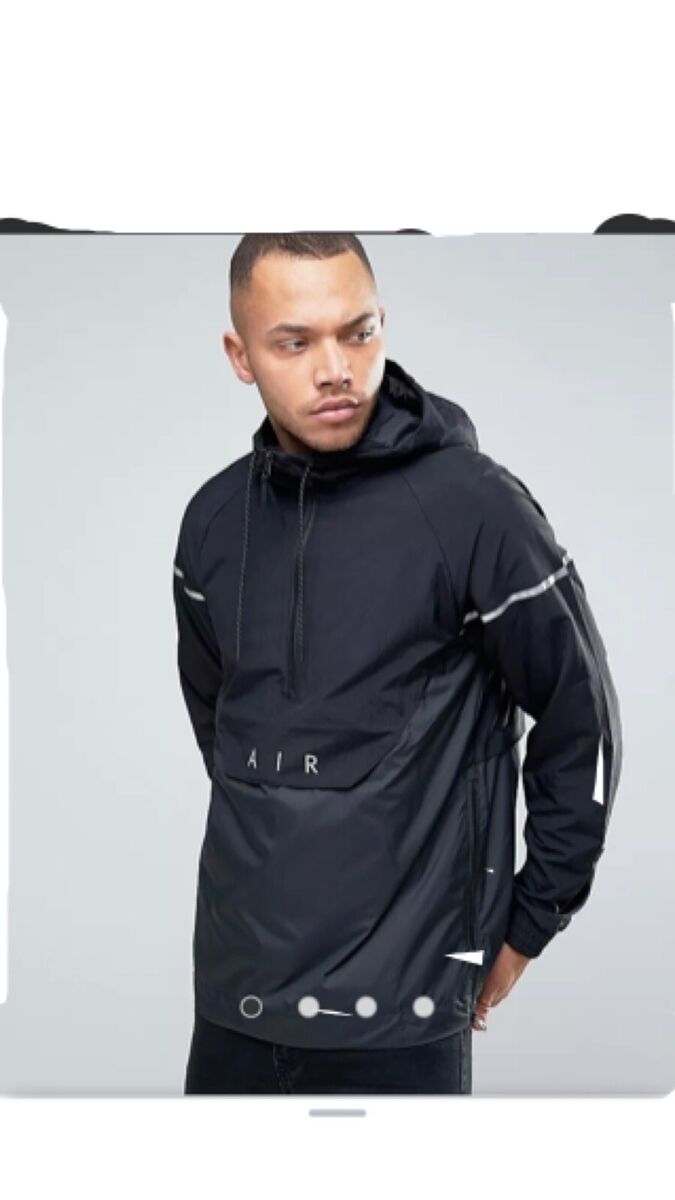 Nike Mens Sportswear 832156-010 Black Half Zip Hooded Anorak Nike Mens Sportswear 832156-010 Black Half Zip Hooded Anorak