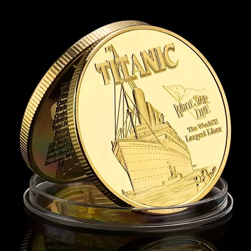 Titanic Commemorative Coin Golden Metal Coin Shape Ideal Gift for men women - Picture 6 of 6