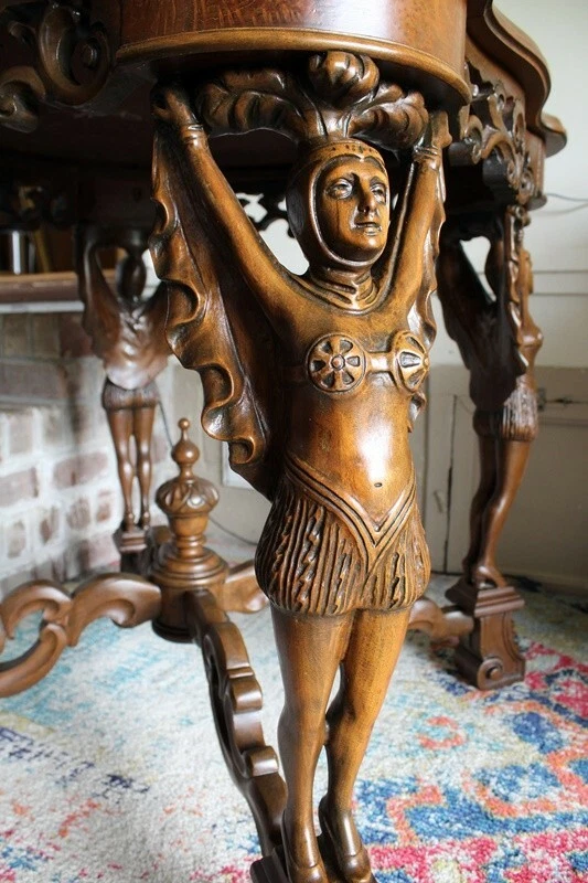 Rare 1920s Novelty Wood Carved Flapper Girl Table, by Amfurnoco - Image 2 of 4