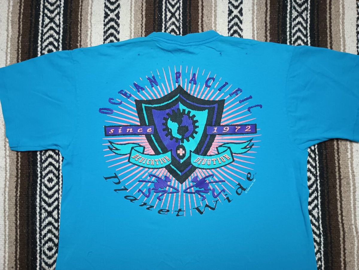 90s Ocean Pacific vtg T Shirt single stitch Planet Wide Logo Surf