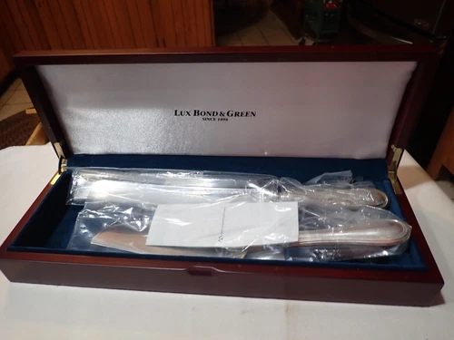 Genuine Wallace Sterling Silver knife set - 12.75" and 11" in length in wood box