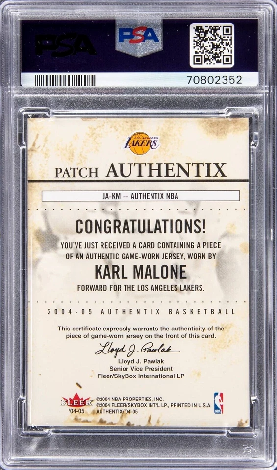 PSA 9 /50 Karl Malone PERSONAL COLLECTION Jersey Patch 2004 Authentix LOA AUTO - Image 4 of 4