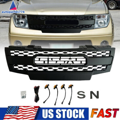 Front Grille Fit For 2009-2016 Frontier Grill with LED Lights Matte Black