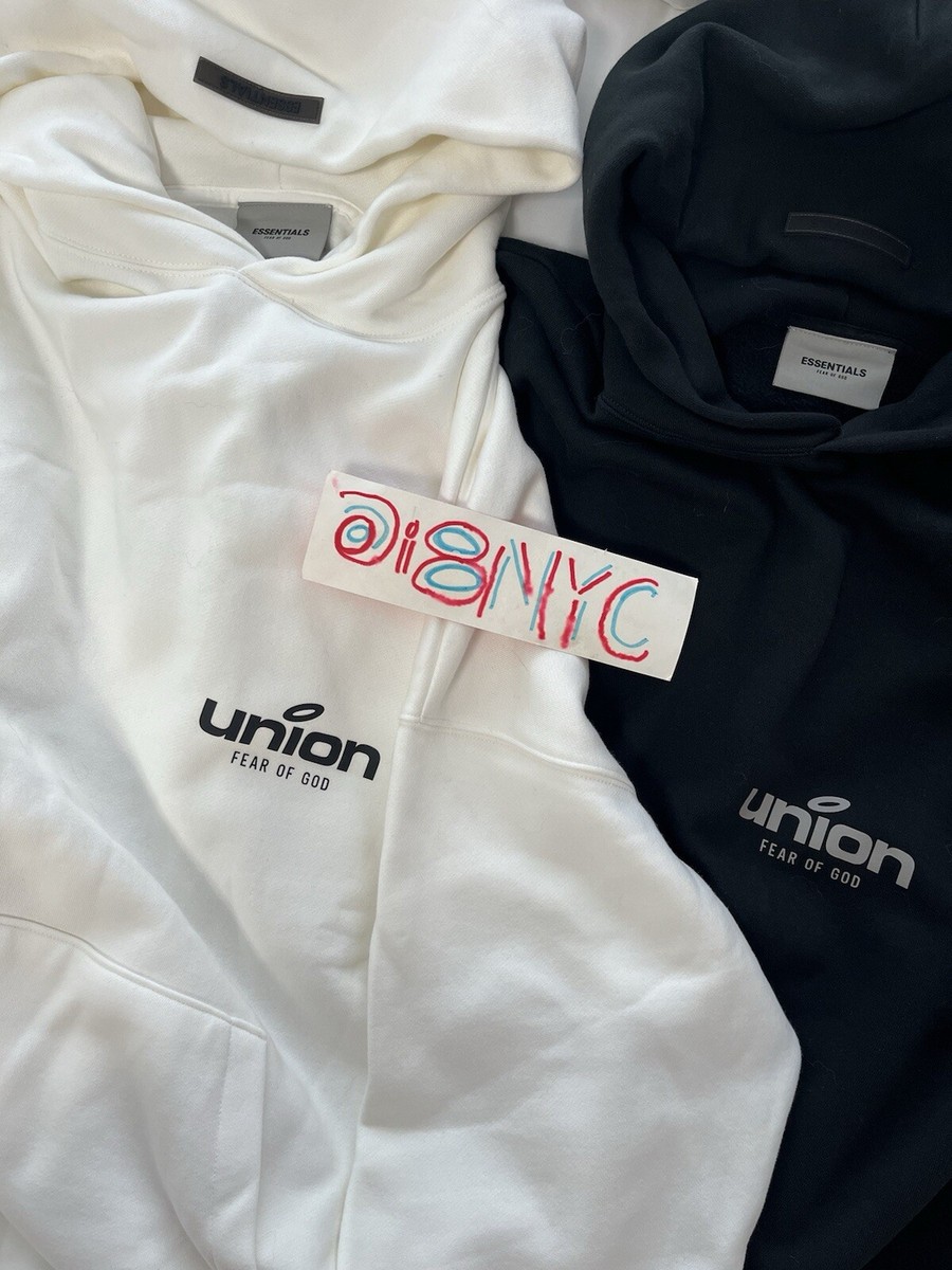 関税込 Fear of God Essentials Union 30 Year Vintage Hoodie SET OF 2 - Rare FEAR OF GOD x UNION 30 Yr Vintage Hoodie B/W