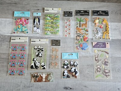 Sticker Lot Zoo Animals Elephant Panda + Scrapbooking 3D Stickers Jolee RARE #53