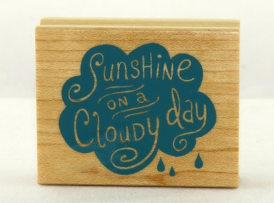 Sunshine on A Cloudy Day Wood Mounted Rubber Stamp Inkadinkado NEW art rain drop