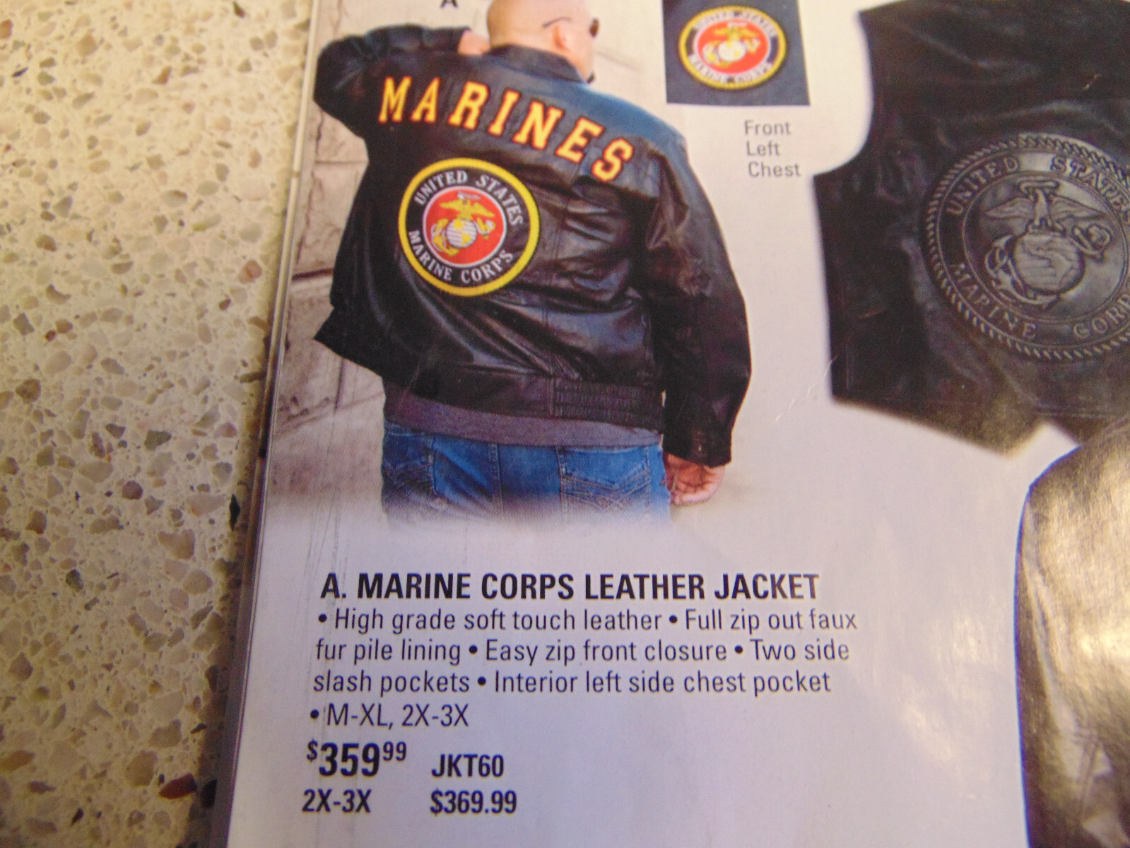 ST. GRIT USMC Marine Corps Black Leather Bomber Jacke… Gem