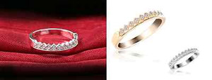 Authentic Micro-inlay 1 Ct Cubic Zirconia Silver/14k Gold Engagement Wedding Band Ring