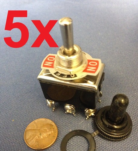 5 Pieces Black Waterproof boot cap DPDT momentary Toggle switch 5x ON ...